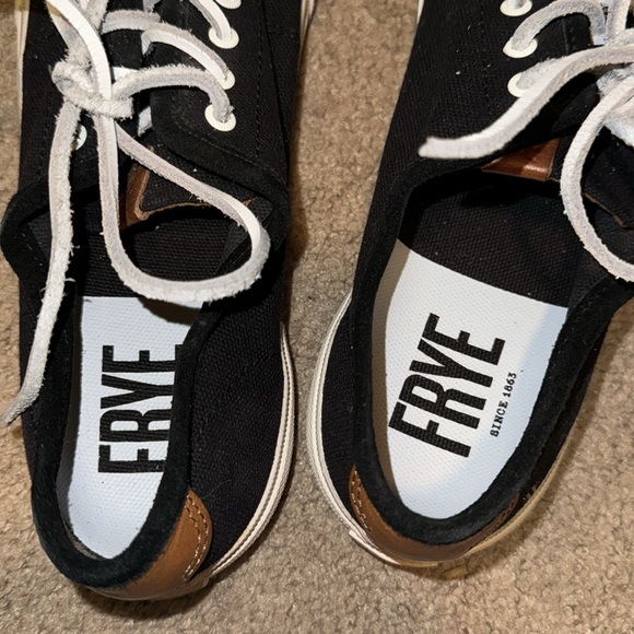 Frye Black Canvas Sneakers with Leather Shoestrings Size 7 - Picture 4 of 7